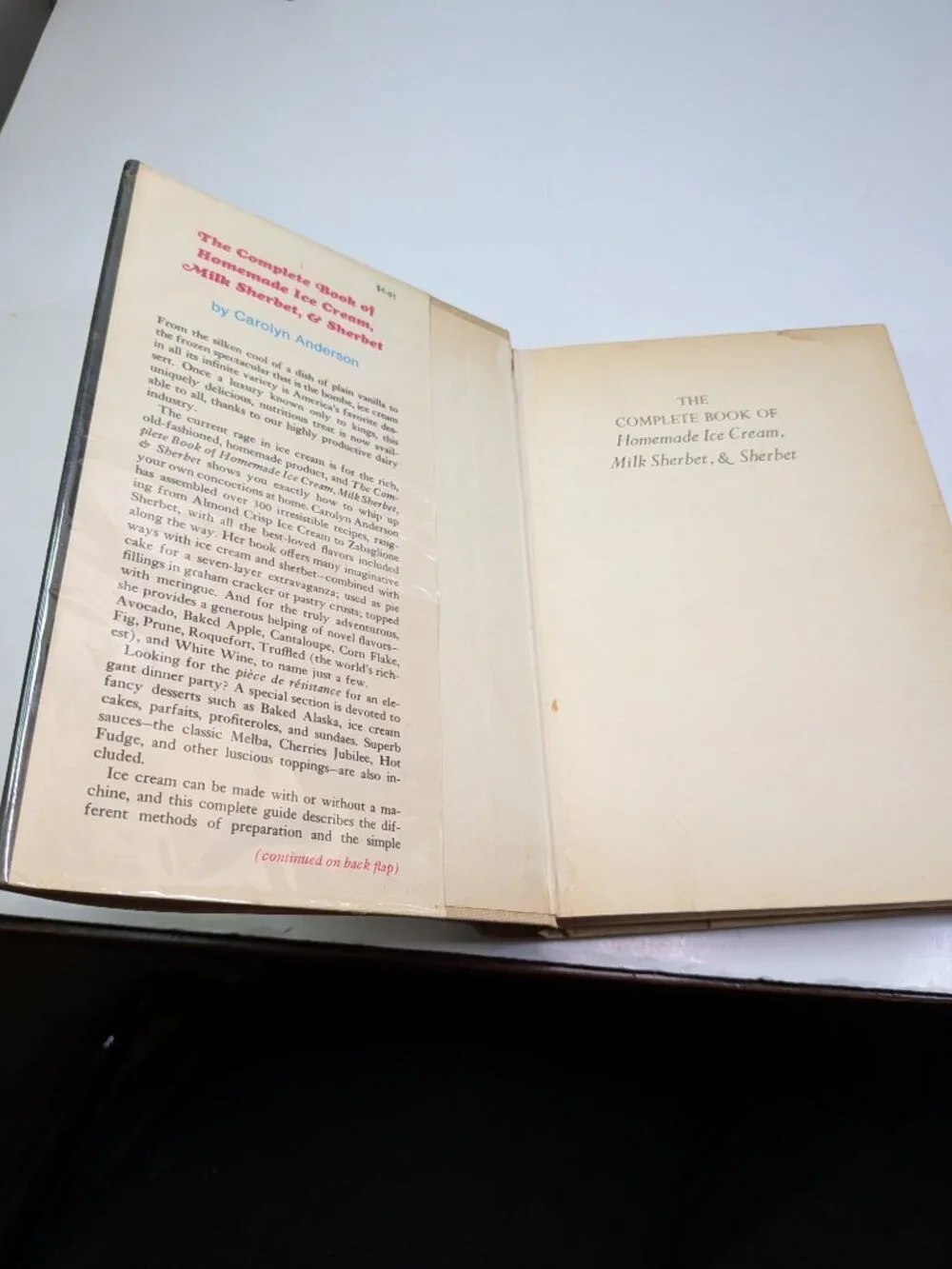 VTG 1972 The Complete Book of Homemade Ice Cream Recipe Hardback Book Sherbet